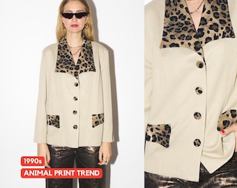 VINTAGE leopard blazer in beige from 1990s