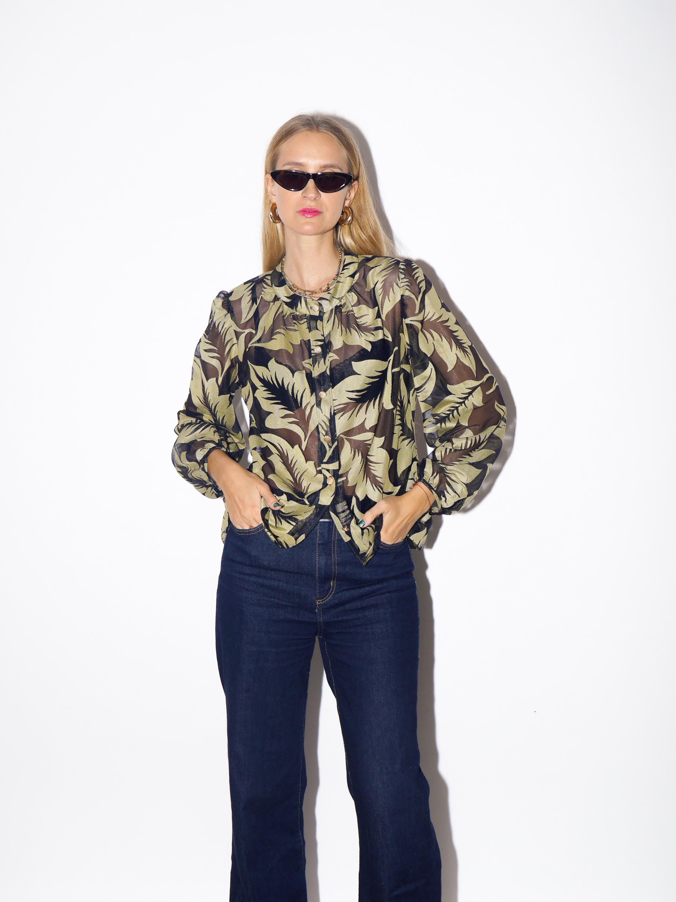 1980s Semi-sheer Black Handmade Shirt - Vintage Oversize