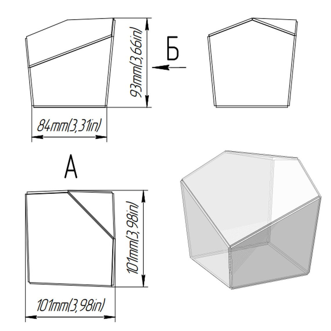 印刷用デジタル図面！ステンドグラスのテラリウム。プロジェクト355