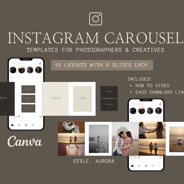 Instagram Carousel Template, Seamless Carousel, CANVA Template, Instagram Seamless Carousel, Photo Collage