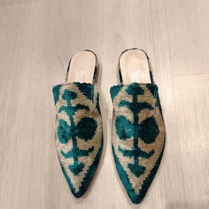 Handmade silk ikat slippers Women handcrafted shoes All numbers