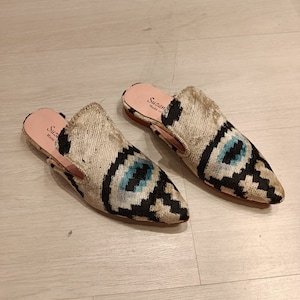 Handmade silk ikat slippers Women handcrafted shoes All numbers