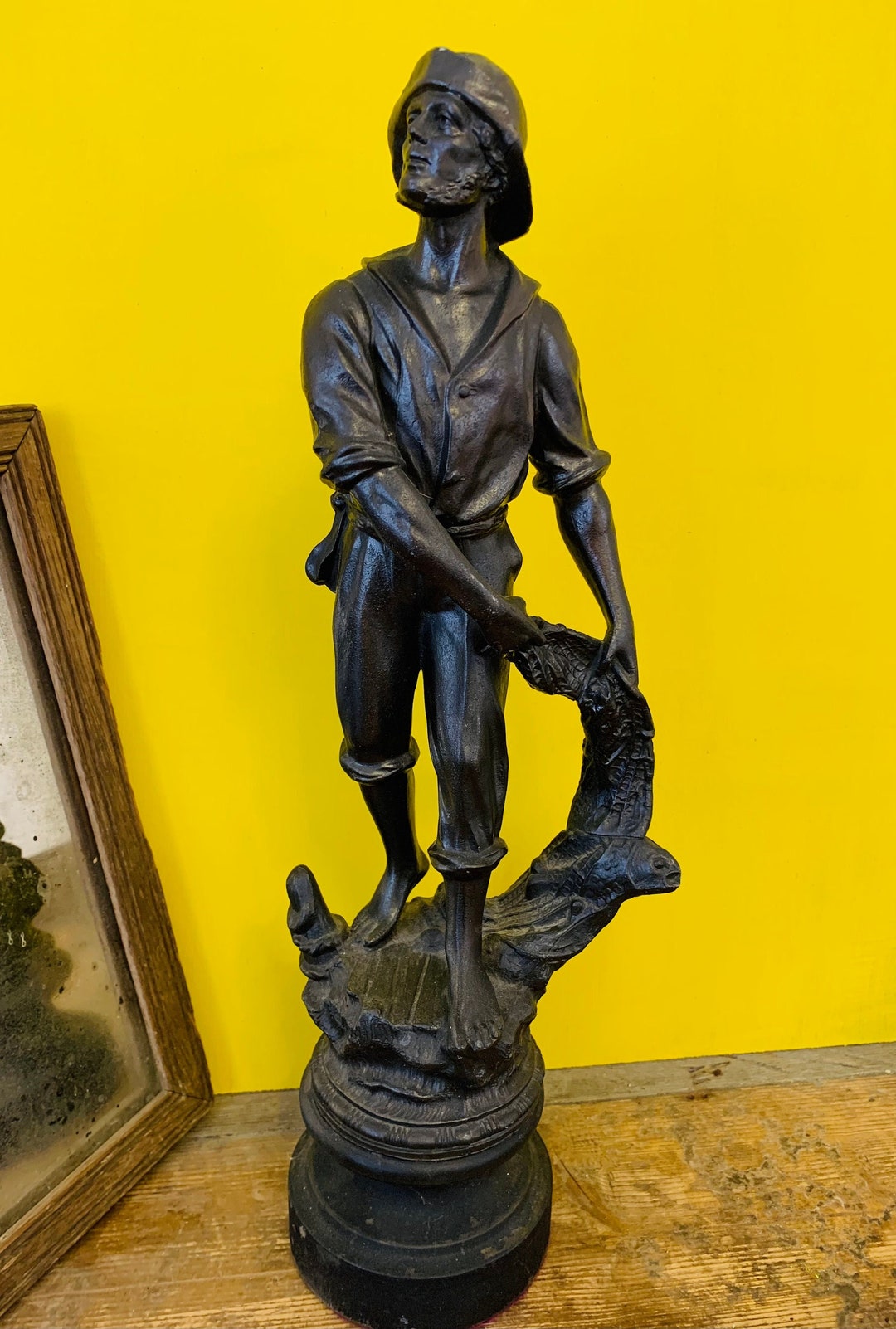 Antique French Pewter Statue of a Sailor Bronze Style Etsy