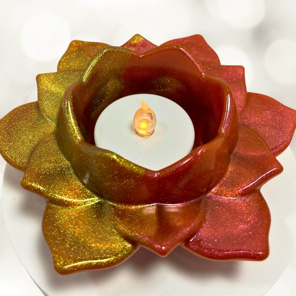 Lotus Tea Light Holder-Multiple Colors-Resin Candleholder