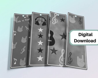 Printable Music Bookmarks Set of 6 With Music Notes Stars - Etsy UK