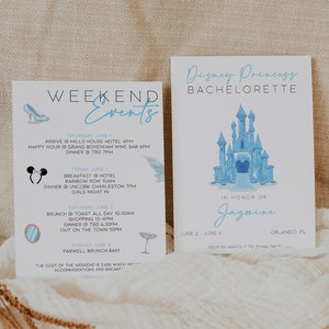 DISNEY Bachelorette Itinerary Template, Castle Bachelorette Weekend Itinerary, Princess Bachelorette Invitation Template, Bachelorette Party