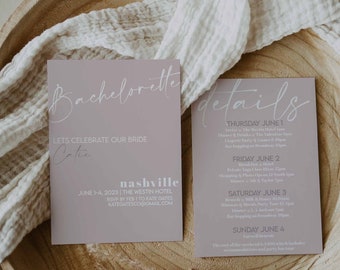 Basic Sand Pink, Bachelorette Invitation Template, Bachelorette Itinerary Template, Nashville Bachelorette, Bachelorette, Digital Download