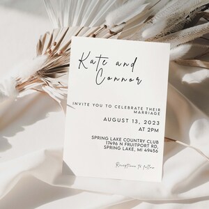 Minimalist Wedding Invitation Set Template, Minimalist Wedding Invite, Editable Template, Instant Download, Elegant, RSVP, Details Card