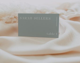 Sage Green Wedding Place Card, Wedding Place Cards Template, Minimalist Tented Place Cards, Bridal Shower, Printable Instant Download