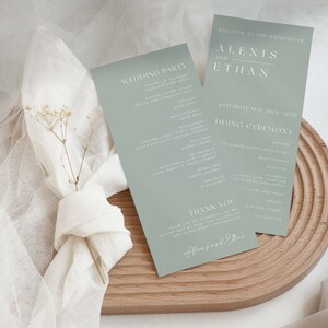 Sage Green Wedding Ceremony Program Template, Sage Green Ceremony Program, Programmasjabloon, Greenery Wedding Ceremony Card, Wedding Program