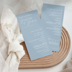 Dusty Blue Wedding Ceremony Program Template, Minimalist Ceremony Program, Program Template, Elegant Wedding, Editable Wedding Program