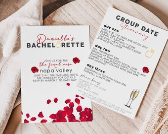 Final Rose Bachelorette Itinerary, Bachelorette Invitation Template, Bachelorette Digital Download, Napa Valley Bachelorette