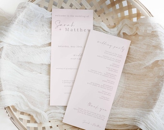 Blush Pink Wedding Ceremony Program Template, Minimalist Ceremony Program, Program Template, Blush Wedding Ceremony, Pink Wedding Program