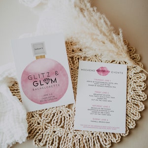 GLITZ AND GLAM, Glitz and Glam Bachelorette Invitation Template, Digital Glitz and Glam Bachelorette Theme