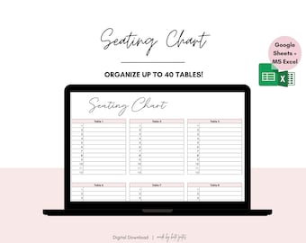 Seating Chart, Wedding Seating Chart, Seating Arrangement, Google Sheets, Excel, Wedding Planner, Wedding Spreadsheet