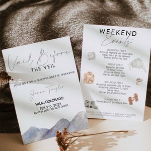 Vail Before the Veil, Bachelorette Itinerary Template, Bachelorette Invitation Template, Bachelorette Digital Download, Vail Before the Veil image 2