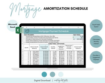 Mortgage Calculator Excel Spreadsheet | Finance Spreadsheet | Home Payment Tracker | Home Affordability