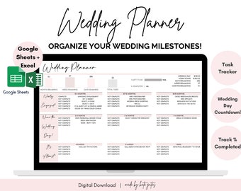 Wedding Planner Spreadsheet | Excel Spreadsheet Template | Google Sheet | Bridal Planner | Wedding Organizer | Wedding To Do Checklist