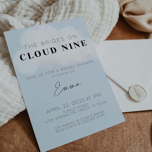 Sie ist auf Wolke neun Brautparty Einladung, Wolke neun Brautparty, DIY Brautparty einladen, sie ist auf Wolke neun Brautparty
