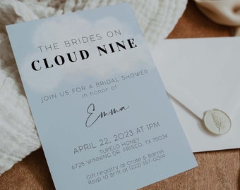 She's On Cloud Nine Bridal Shower Invitation, Cloud Nine Bridal Shower, DIY Bridal Shower Invite, She's On Cloud Nine Bridal Shower