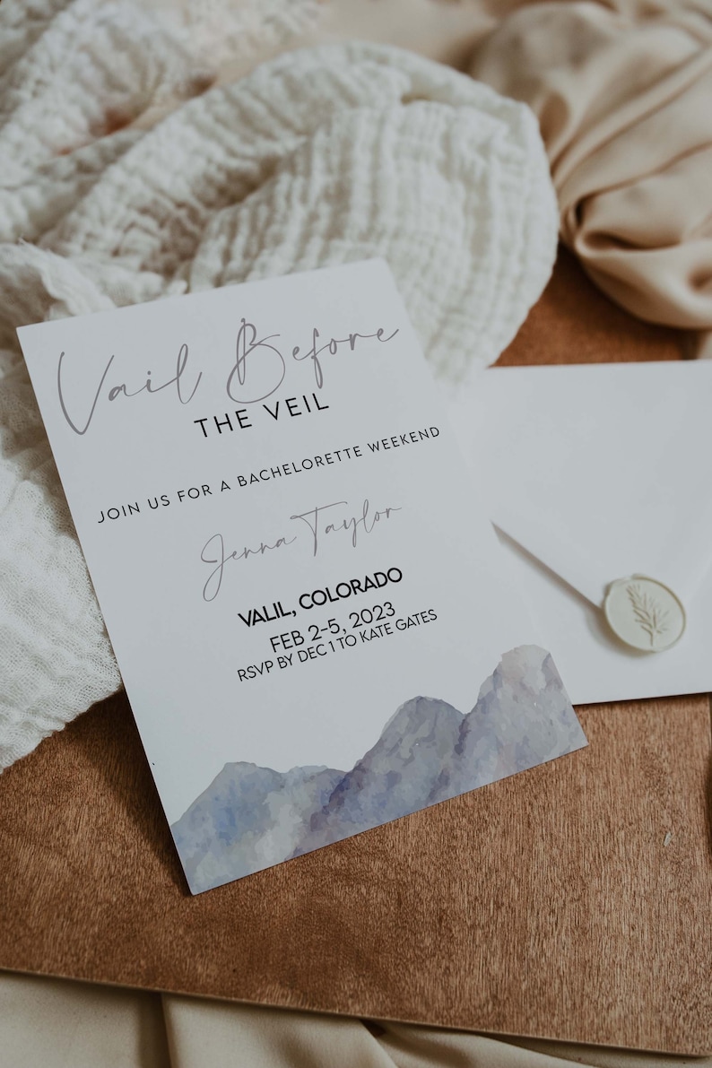 Vail Before the Veil, Bachelorette Itinerary Template, Bachelorette Invitation Template, Bachelorette Digital Download, Vail Before the Veil image 1