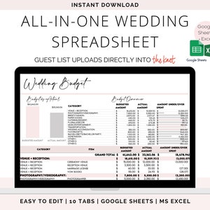 Wedding Ultimate Planner, Wedding Spreadsheet Suite, Wedding Budget, Google Sheets, Wedding Organizer, Excel Spreadsheets, Wedding Template