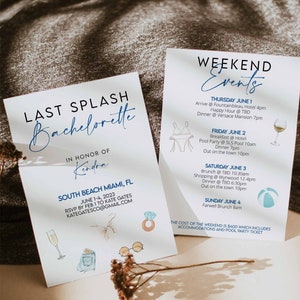 Modello itinerario Last Splash Bachelorette, Itinerario Miami Bachelorette, Fine settimana di addio al nubilato, Download digitale Last Splash Bachelorette