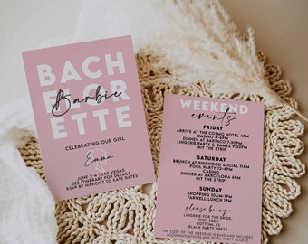 BASIC Barb Bachelorette, Bachelorette Itinerary Template, Bachelorette Invitation Template, Bachelorette Itinerary Digital Download