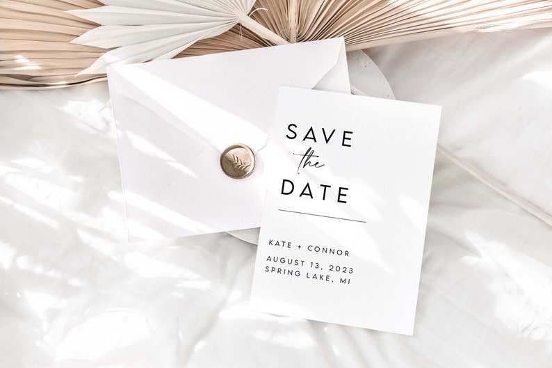 Modern Save The Date Template, Minimalist Save The Date Card, Wedding Save The Date Invite, Save the Date Invitation, Save Our Date Card image 1