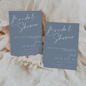 Dusty Blue Bridal Shower Invite, Bridal Shower Invitation, Digital Download, Bridal Shower Invitations, Bridal Shower Template, Dusty Blue