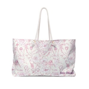 Pink Floral Weekender Bag, Travel Tote, Carry On Luggage, Overnight Duffel, Women&#39;s Gym Bag, Spring Blossom Pattern