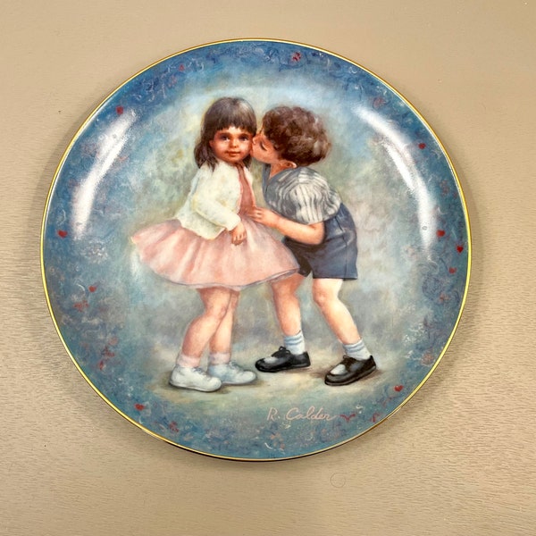 Calhoun’s  Collector Society First Kiss Plate by Artist Rosemary Calder Signed Limited Edition 1981