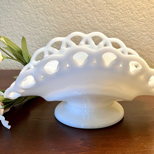 Milk Glass Basket Etsy