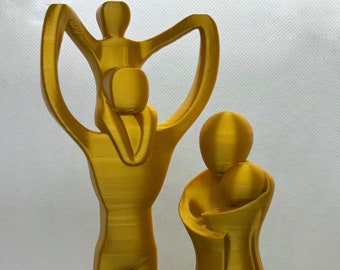 Family of 4 Ornamental Statue | Loved Ones Figurine, 3D Printed Figure, Parents Kids, Love & Bond, Care Ornament, Parenthood Relationship