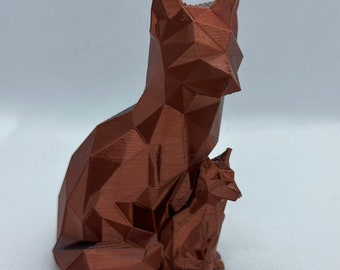 Fox With Young Cub Figurine | Animal Ornament, Wildlife Figure, Fox Sculpture, Plastic Art, Shelf Decor, 3D Printed, Home Decoration