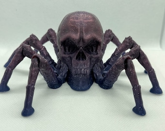 Skull Spider | Fidget Toy, Halloween Decoration, Articulated Figure, Spooky Scary Gift, Horror Ornament, 3D Printed, Arachnophobia Fear
