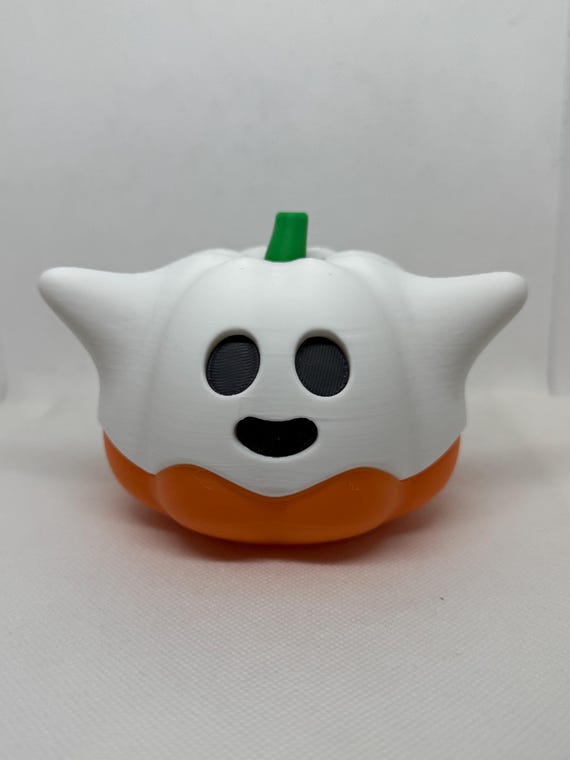 Cute Pumpkin Ghost Figure | 3D Printed, Halloween Plastic Decor, Funny Spooky Decoration, Halloween Gift, Shelf Buddy, Haunted Vibes