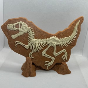 Dinosaur Fossil Sculpture | 3D Printed Figure, Statue For Dino Lovers, Office Decor, Kids Bedroom Display, Prehistoric Plastic Art