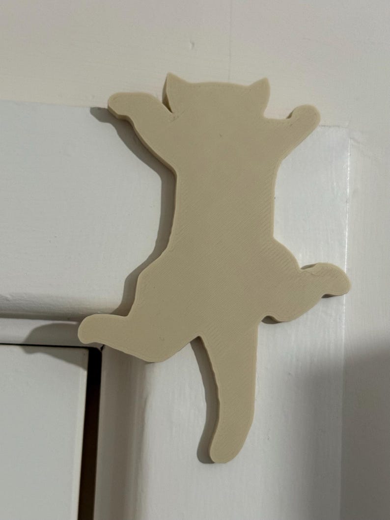 Cat Silhouette Clinging Decorative Art | Door Frame Topper, Bookshelf Hanger, Cat Lover, Feline Decor, Pet Owner Gift Beige