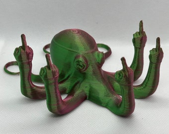 Middle Finger Octopus Ring Holder Display | Sealife Decor, Flipping Off, Crude Humour, Funny Offensive Quirky, Joke Gag Gift