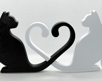Cat Silhouette Heart XL Figurine Ornament | Eternal Love, Cat Lover, Anniversary Gift, Feline Gifts, Home Decoration, Lightweight Unique