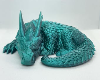 Sleeping Dragon Ornament | 3D Printed, Plastic Figurine, Desk Decoration, Mythical Gothic, Cute Fantasy Decor, Dragon Lover Gift