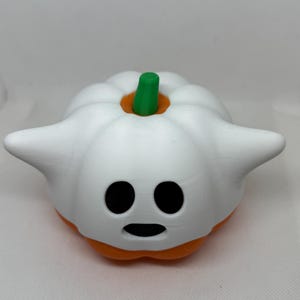 Cute Pumpkin Ghost Figure | 3D Printed, Halloween Plastic Decor, Funny Spooky Decoration, Halloween Gift, Shelf Buddy, Haunted Vibes