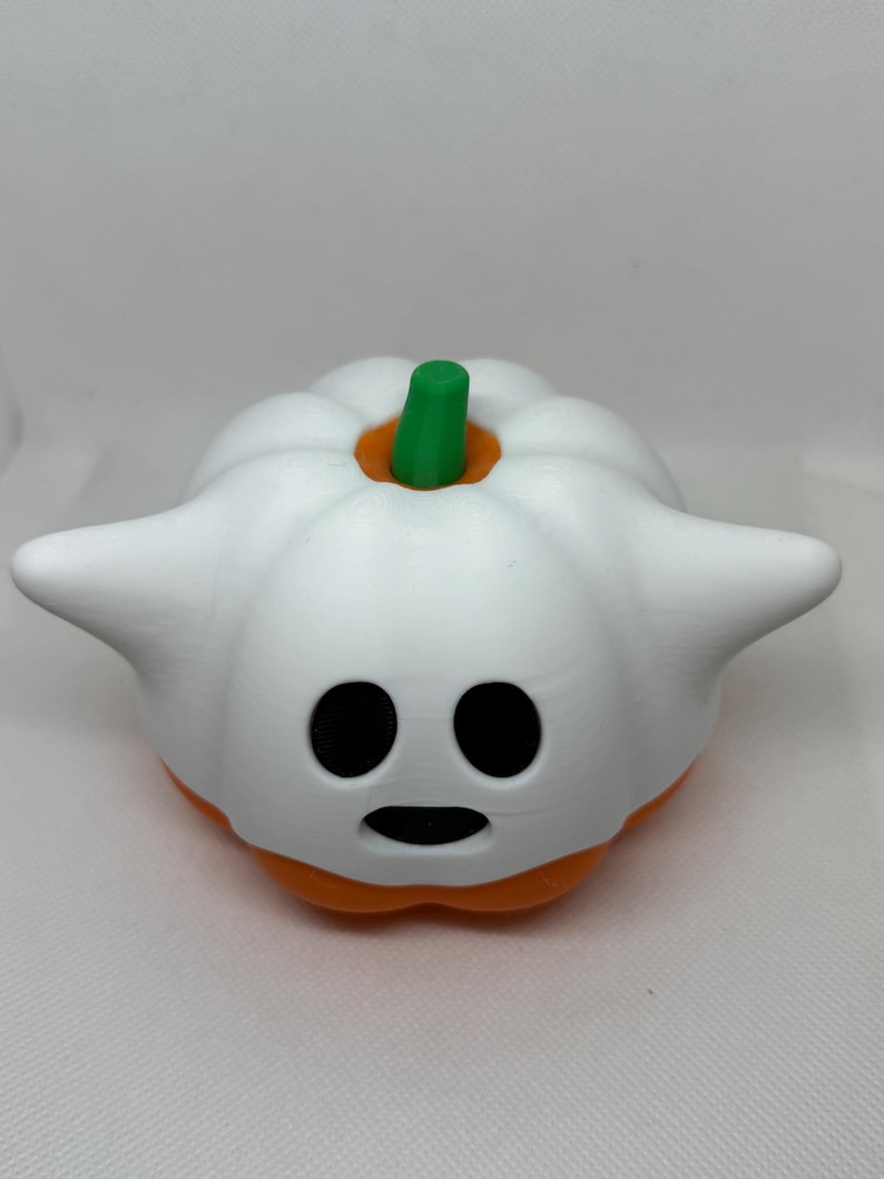 Cute Pumpkin Ghost Figure | 3D Printed, Halloween Plastic Decor, Funny Spooky Decoration, Halloween Gift, Shelf Buddy, Haunted Vibes