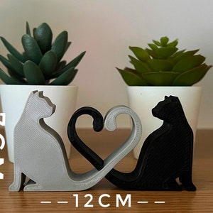 Cat Silhouette Heart Figurine Ornament | Eternal Love, Cat Lover, Anniversary Gift, Feline Gifts, Home Decoration, Lightweight Unique
