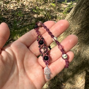 Macrame Hair Wrap with Natural Stone, Boho Hair Jewelry, Dreadlock Jewelry, Hair Accessories, Macrame Hairband