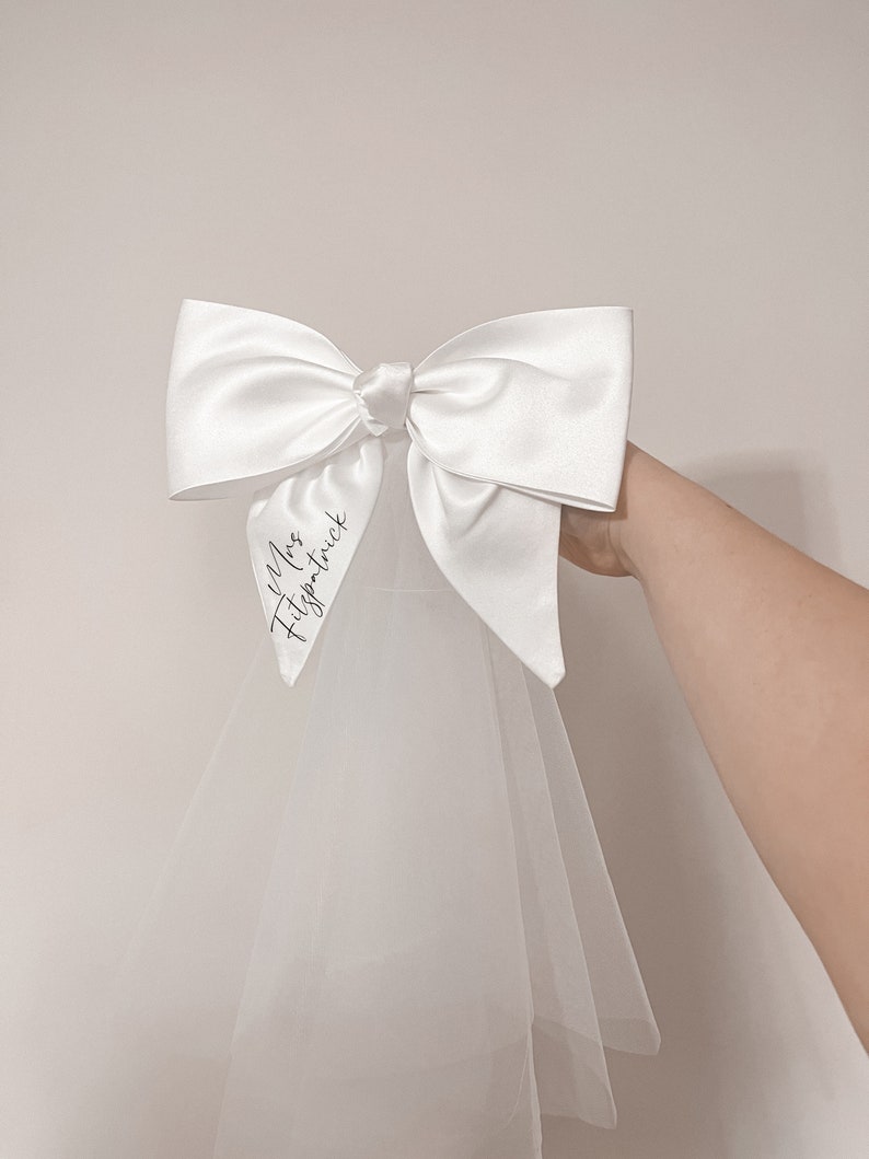 Personalised Bridal Veil Bow Clip image 5