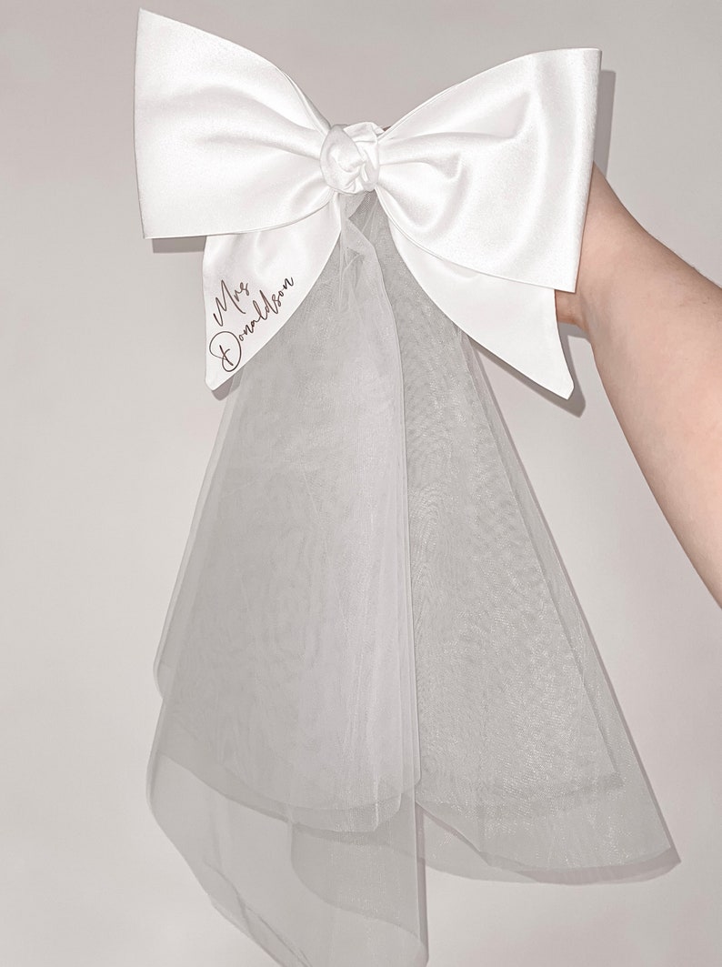 Personalised Bridal Veil Bow Clip image 3