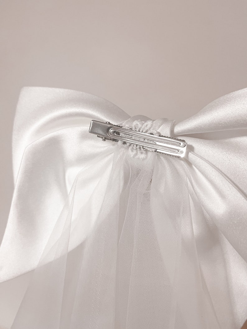 Personalised Bridal Veil Bow Clip image 4