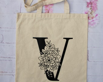 Personalised initial tote bag | gifts, birthdays, Christmas, school bag